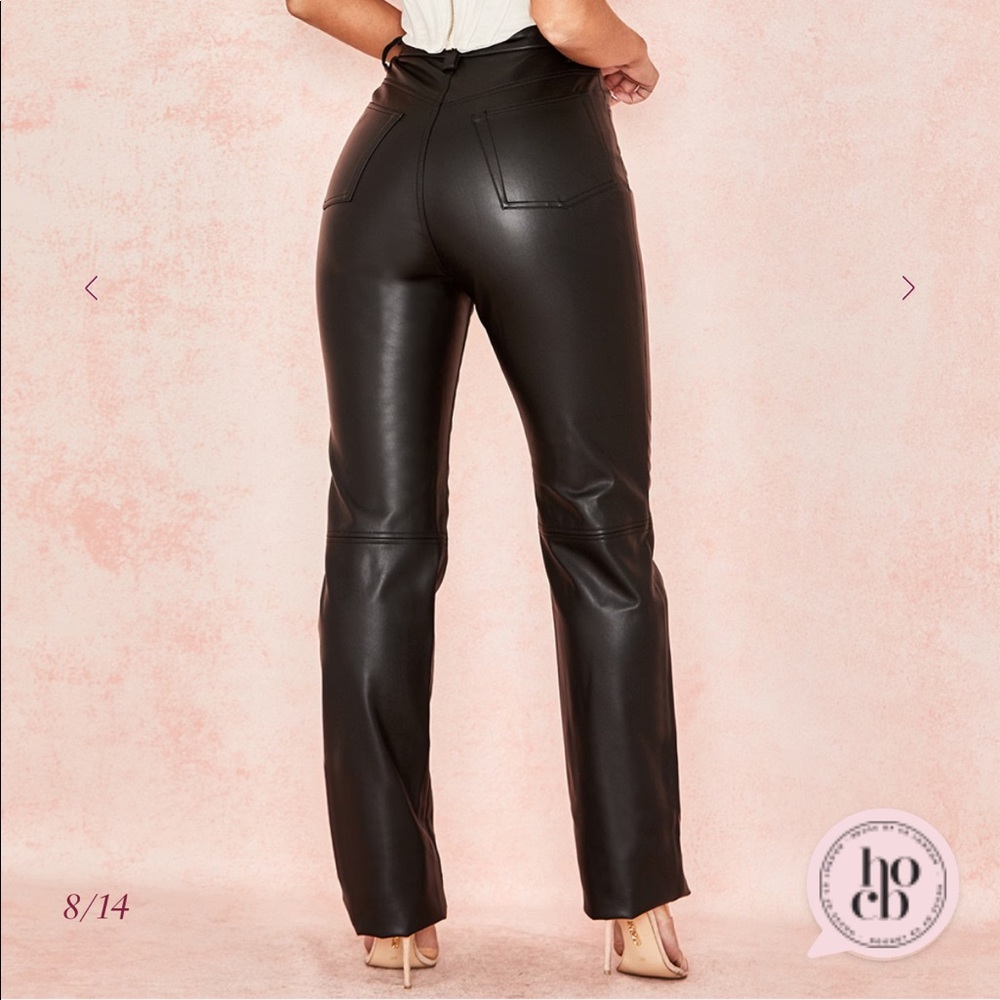 House of CB Olive Stretch Vegan Leather Trousers